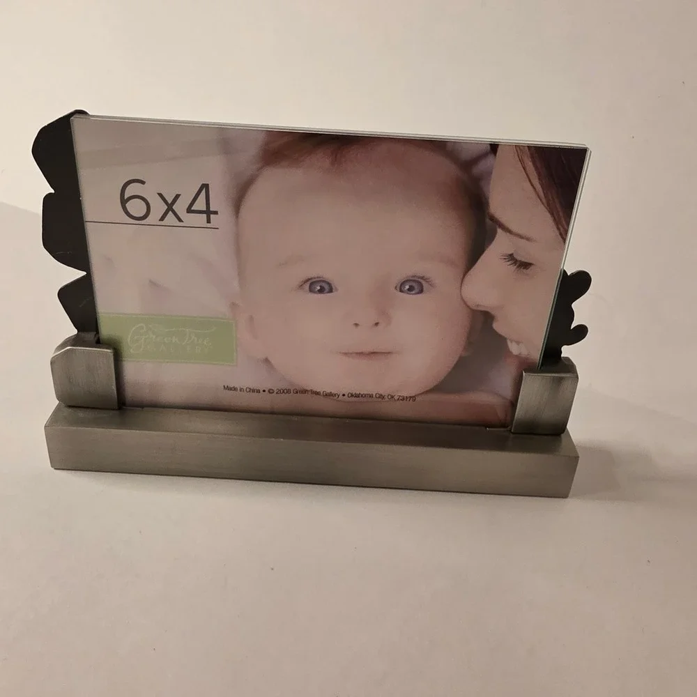Green Tree Gallery Baby Picture Frame 6x4 Pewter Bunny Blocks Metal Base 2008